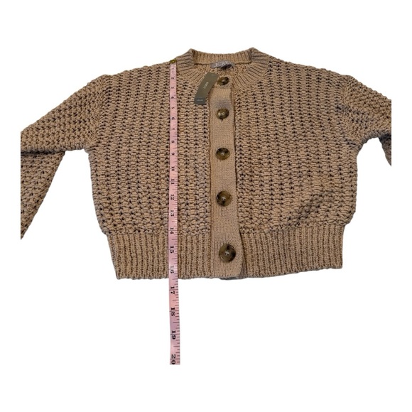 J. Crew Mocha Brown Textured Weaved Crop Crew Neck Cropped Cardigan in Size XS - Picture 12 of 14